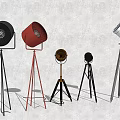 Modern Floor Lamps With Tripod Stands In Black Red And White Colors