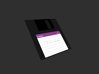 Black Floppy Disk With Purple Label And Brand Name For Electronic Storage 3d model