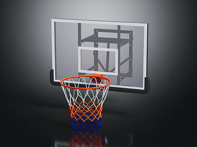 Durable Basketball Hoop With Transparent Backboard Orange Rim And Blue White Orange Net 3d model