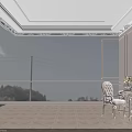 Elegant Silver Mirrored Dressing Table With White Chair And Decorative Wall Panels
