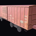 Rusty Red Freight Train Car With Metal Structure Wheels And Side Grilles 3d model
