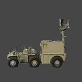 Beige Military Truck With Large Cargo Body And Multiple Rugged Wheels