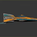 Futuristic Cosmic Aerospace Spaceship With Blue Glowing Engines And Orange Silver Design