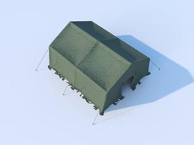 Green Camping Tent With Support Poles For Outdoor Living Activities 3d model