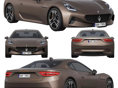 Maserati Bronze Sports Car Exterior Multiple Angles View With Stylish Sleek Design 3d model