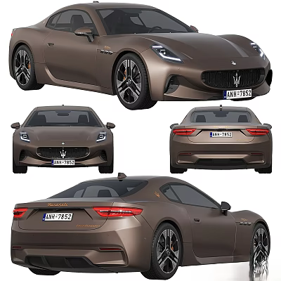 Maserati Bronze Sports Car Exterior Multiple Angles View With Stylish Sleek Design 3d model