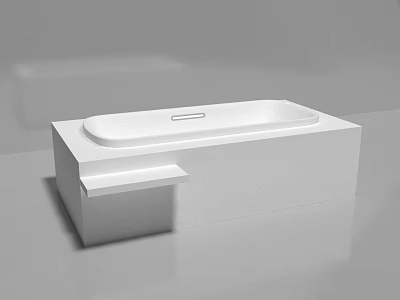 Modern White Freestanding Bathtub Design with Platform Base in Minimalist Bathroom 3d model