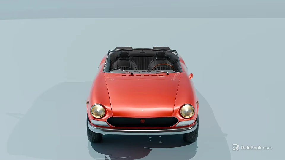 Elegant Red Convertible Car With Stylish Front Design And Classic Headlights 3d model 