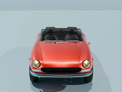 Elegant Red Convertible Car With Stylish Front Design And Classic Headlights 3d model