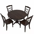 Porter Side Chair and Round Sliding Table Dining Set for Home 3d model