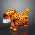 Leopard Model Orange with Black Spots Paper Craft Standing Figure Shiny Surface Decorative Ornament