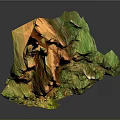 Orange Rocky Mountain Formation With Green Vegetation And Natural Texture