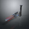 Futuristic Sci-Fi Weapon With Detailed Mechanical Structure And Red Accent Lines