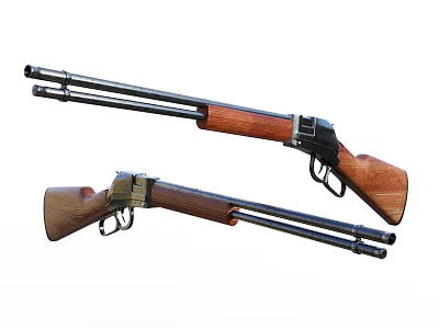 Classic Double Barrel Rifles Featuring Wooden Stock And Metal Barrel Design 3d model