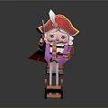 Pirate Doll Riding On Wooden Rocking Horse With Purple Cape And Sword