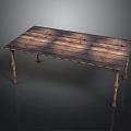 Vintage Wooden Table with Plank Top and Carved Legs for Home Decor