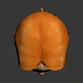 Cartoon Character Head Model With Orange Hair And Sad Expression On Dark Background With Reflection