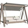Wooden Swing Play Equipment With Cushioned Seats And Canopy Cover