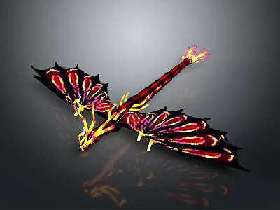 Game Movie Character Mythical Dragon With Flaming Tail Colorful Red Yellow Wings And Scales 3d model