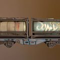 Two Train Cars Rusty Tank Car And Graffiti Art With Jump Dave Orange