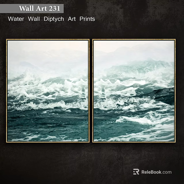Two Framed Ocean Wave Wall Art Pieces For Modern Home Decor 3d model 