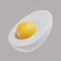Sunny Side Up Fried Egg with Yellow Yolk and White Albumen on Simple Gray Background