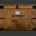 Vintage Orange Wooden Storage Box Featuring BONACK BOX Lettering Metal Clasps And Red Straps