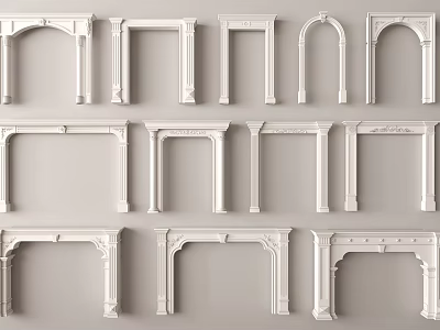Various Decorative Door Frames With Different Architectural Designs And Ornate Details 3d model
