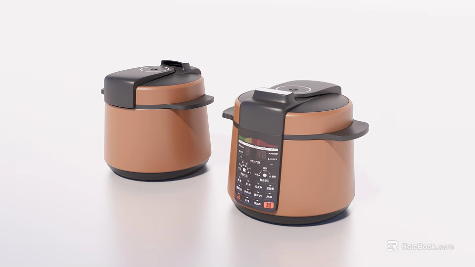 Brown Electric Pressure Cookers With Modern Design And Digital Control Panel 3d model 