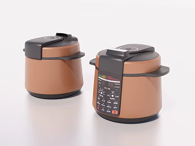 Brown Electric Pressure Cookers With Modern Design And Digital Control Panel 3d model