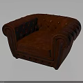 Classic Red Leather Tufted Armchair With Rolled Arms And Decorative Button Details