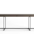 Sleek Modern Desk With Wooden Top And Black Metal Frame Drawer Storage