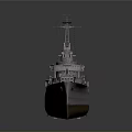 Classic Battleship Water Transport With Detailed Deck And Naval Turrets Design