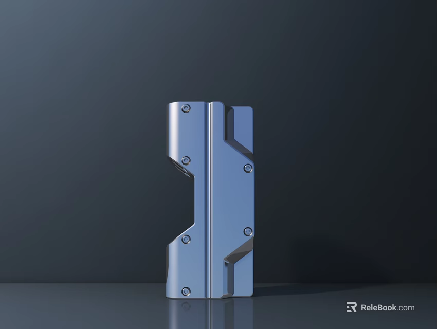 Modern Silver Metal Door Handle With Geometric Design And Smooth Surface 3d model 