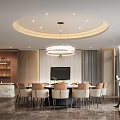 Elegant Modern Private Dining Box With Round Table Chairs And Chandelier 3d model