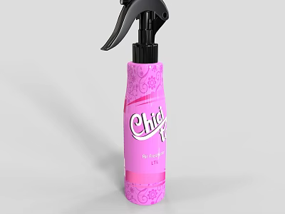 Chic Pink Floral Pattern Cleaning Spray Bottle For Household Fresh Use 3d model