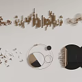 Modern Geometric Wall Decor With Metal Abstract Shapes And Circular Linear Designs