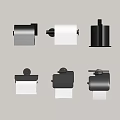 Modern Black Wall Mounted Toilet Paper Holders With White Rolls Bathroom Accessories