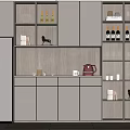 Modern Built in Wine Cabinet With Glass Doors Wine Bottles And Lighting