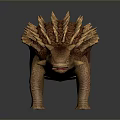 Dinosaur Model With Spiked Back And Brown Color On Dark Background