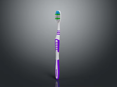 Purple And White Manual Toothbrush With Soft Bristles For Daily Oral Care 3d model