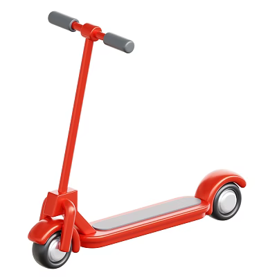 Practical Red Kids Scooter With Two Wheels And Sturdy Deck Handlebar 3d model