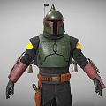 Futuristic Armored Character With Green Armor Yellow Accents Utility Belt And Brown Boots