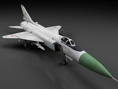 White Fighter Jet With Green Nose Red Star Insignia And Number 27 3d model