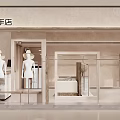 Minimalist Modern Clothing Store Interior With Reception Desk Large Screen And Curtains