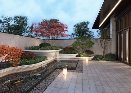 Modern courtyard landscape 3d model