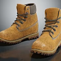 Yellow Lace Up Boots With Leather Material And Rugged Textured Sole Casual Design