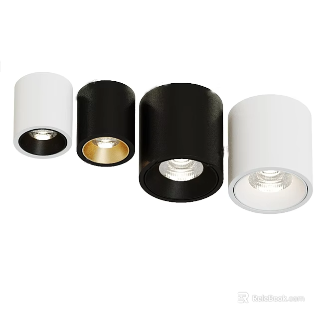 Modern Black and White Downlights and Spotlights with Sleek Styles for Interior Lighting 3d model 