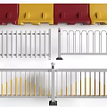 Various Styles Of Metal Traffic Railings In Red Yellow And White Colors