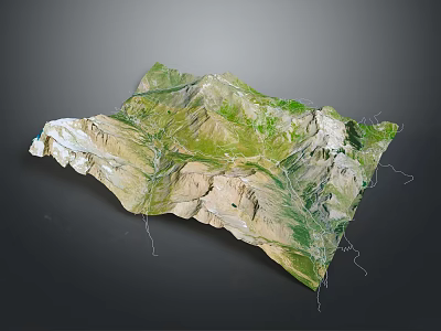 Detailed 3D Mountain Landscape Featuring Green Vegetation White Rocks And Natural Terrain 3d model